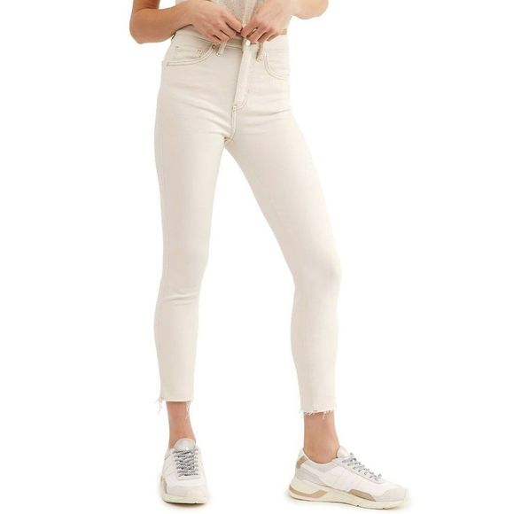 Free People Womens Raw Hem Cropped Denim Leggings Jeans Beige 24 - Picture 5 of 11